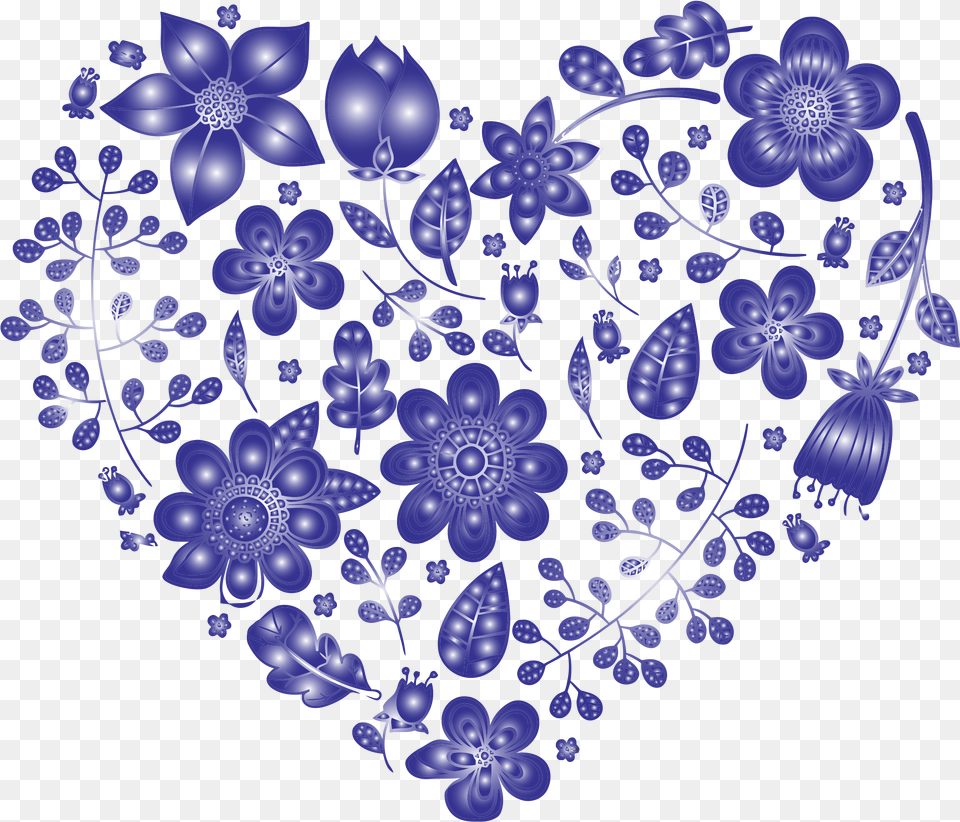 Floral Clipart Blue For Flowers Heart Background, Art, Floral Design, Graphics, Pattern Free Png