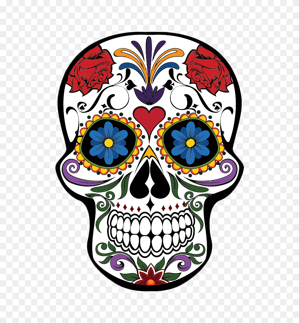 Floral Decorated Skull, Art, Graphics, Pattern, Drawing Png