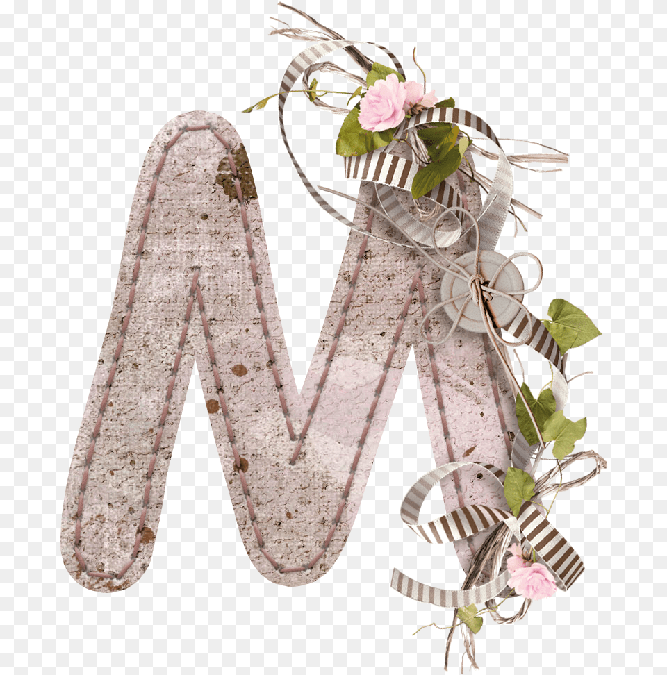 Floral Decoration Letter M Download M Floral Letter, Flower, Plant, Rose, Footwear Free Png