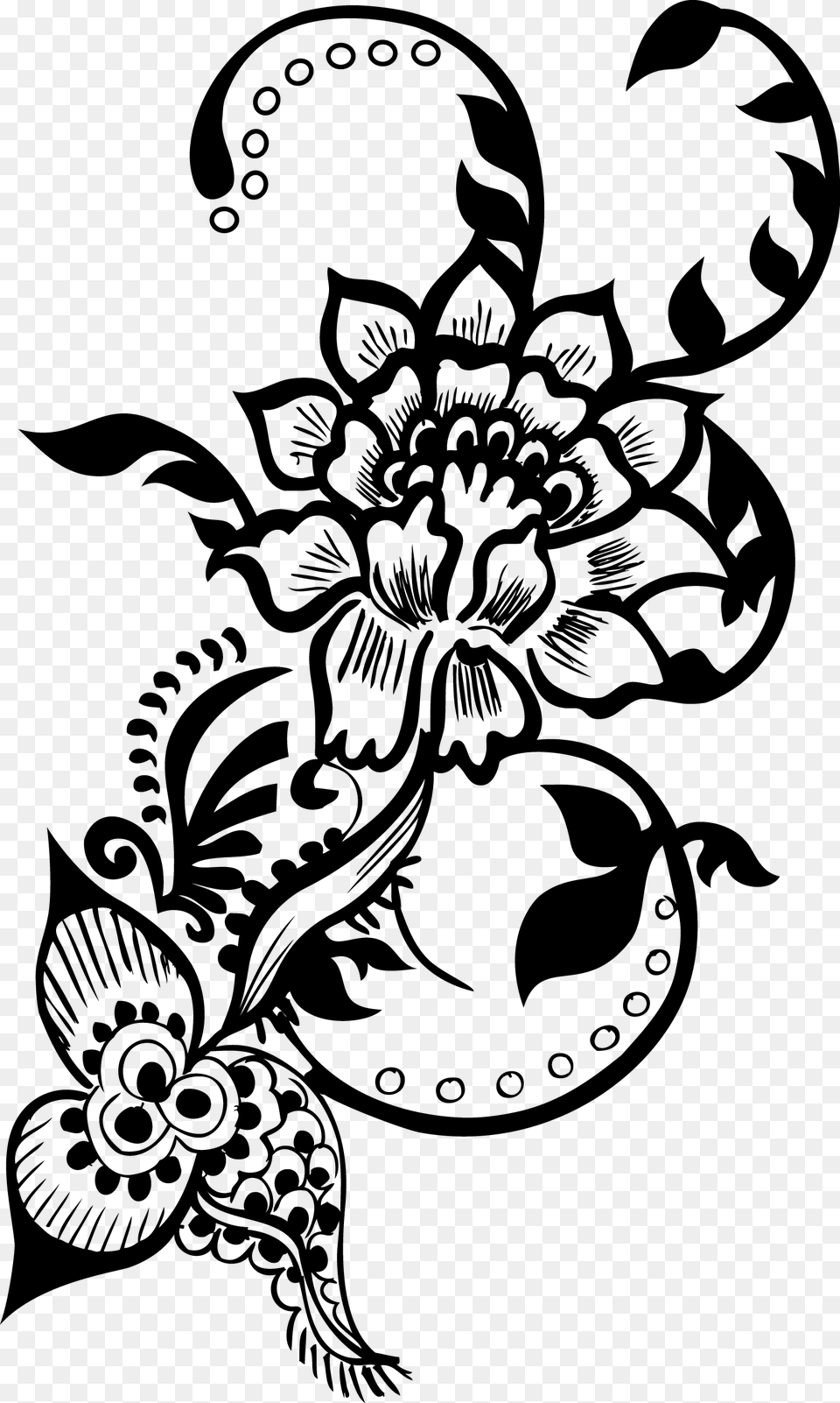 Floral Decorative Vector, Gray Png Image