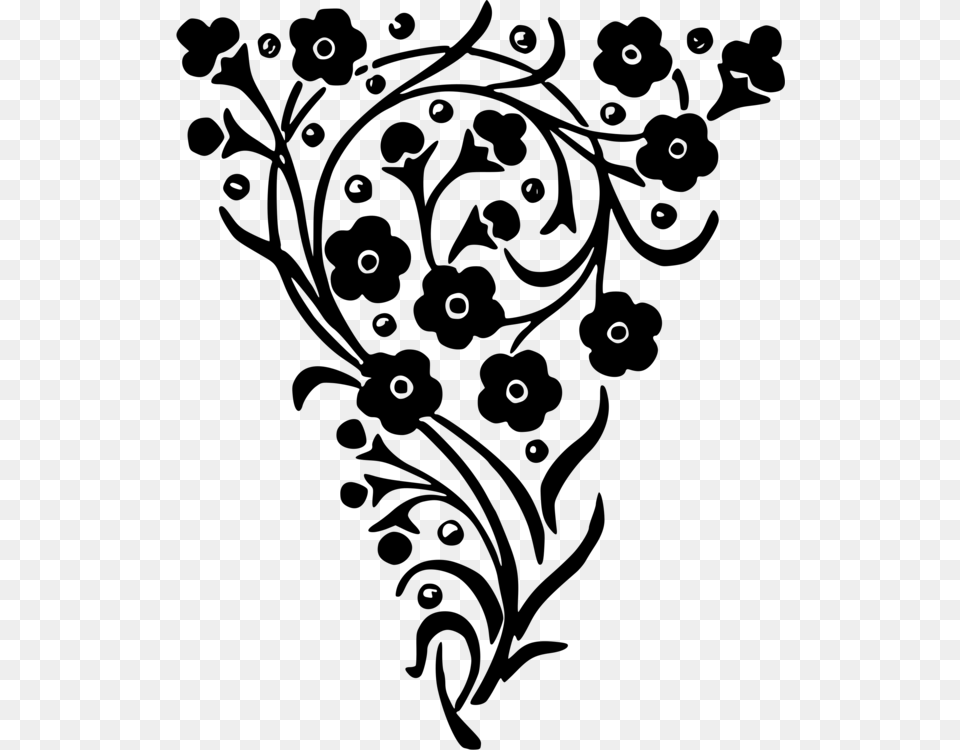 Floral Design Decorative Arts Flower Designs Black And White, Gray Free Png Download