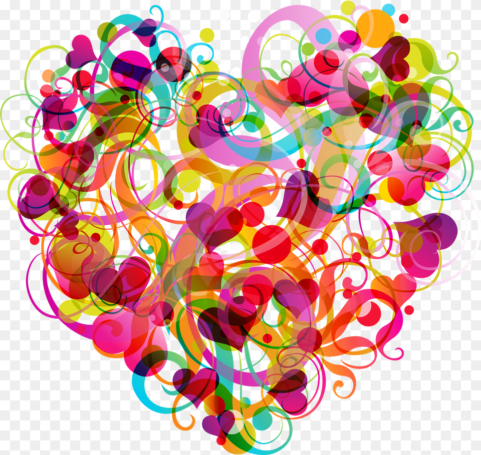 Floral Design File Colorful Heart Png Image