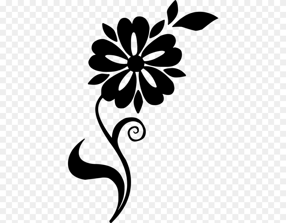 Floral Design Flower Leaf Drawing Petal Flower And Leaf Drawing, Gray Free Transparent Png