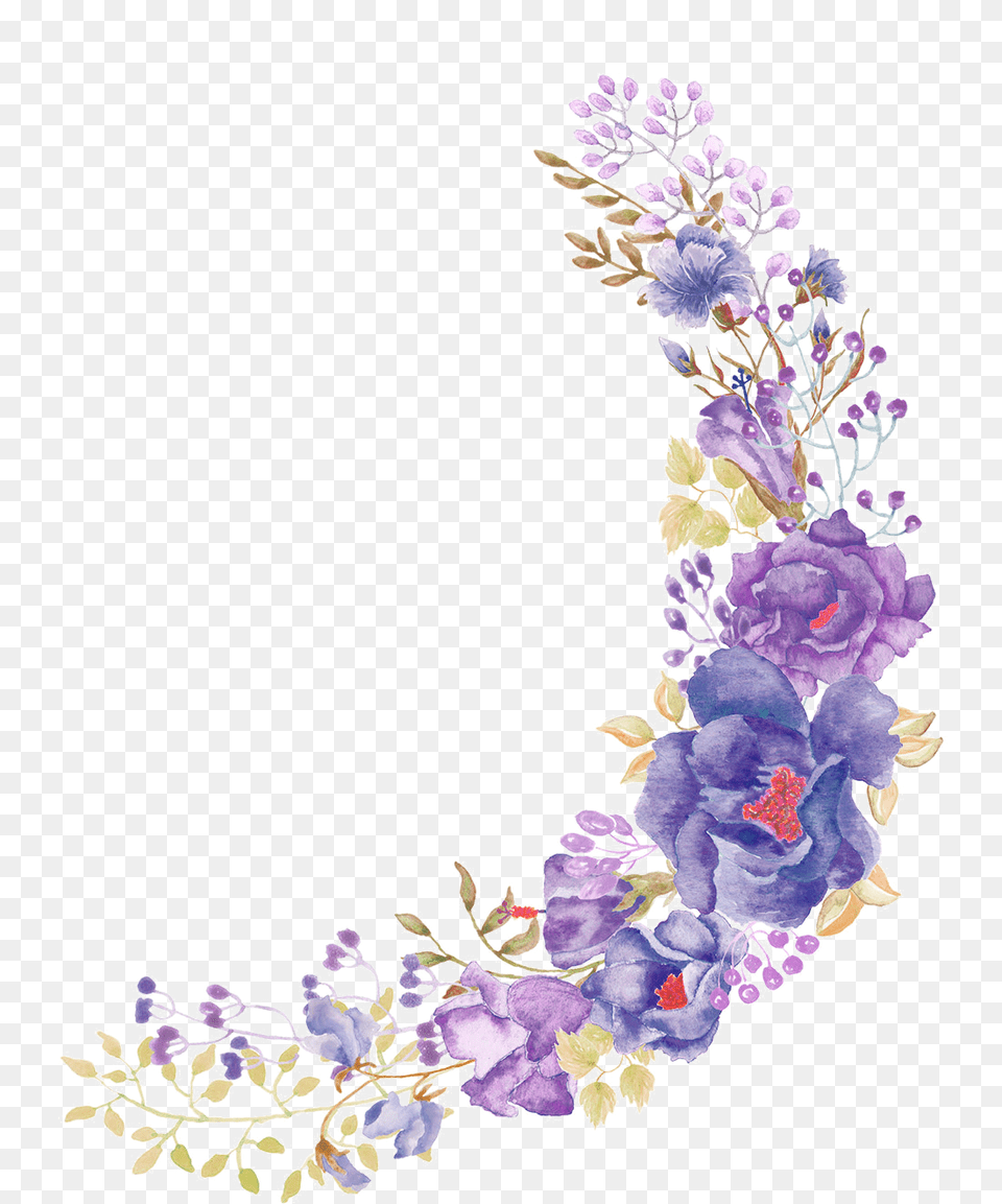 Floral Design Flower Purple Purple Wreath Flower Watercolor, Art, Floral Design, Graphics, Pattern Free Transparent Png