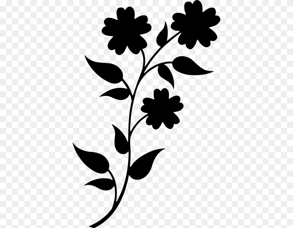 Floral Design Flower Silhouette Romans Drawing, Gray Free Png