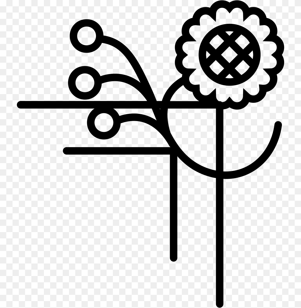 Floral Design Of One Flower Lines And Small Circles Floral Design Small Vector, Stencil, Symbol, Art, Floral Design Free Transparent Png