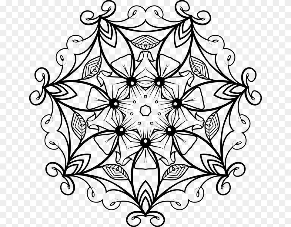 Floral Design Paper Black And White Coloring Book Drawing Free, Gray Png