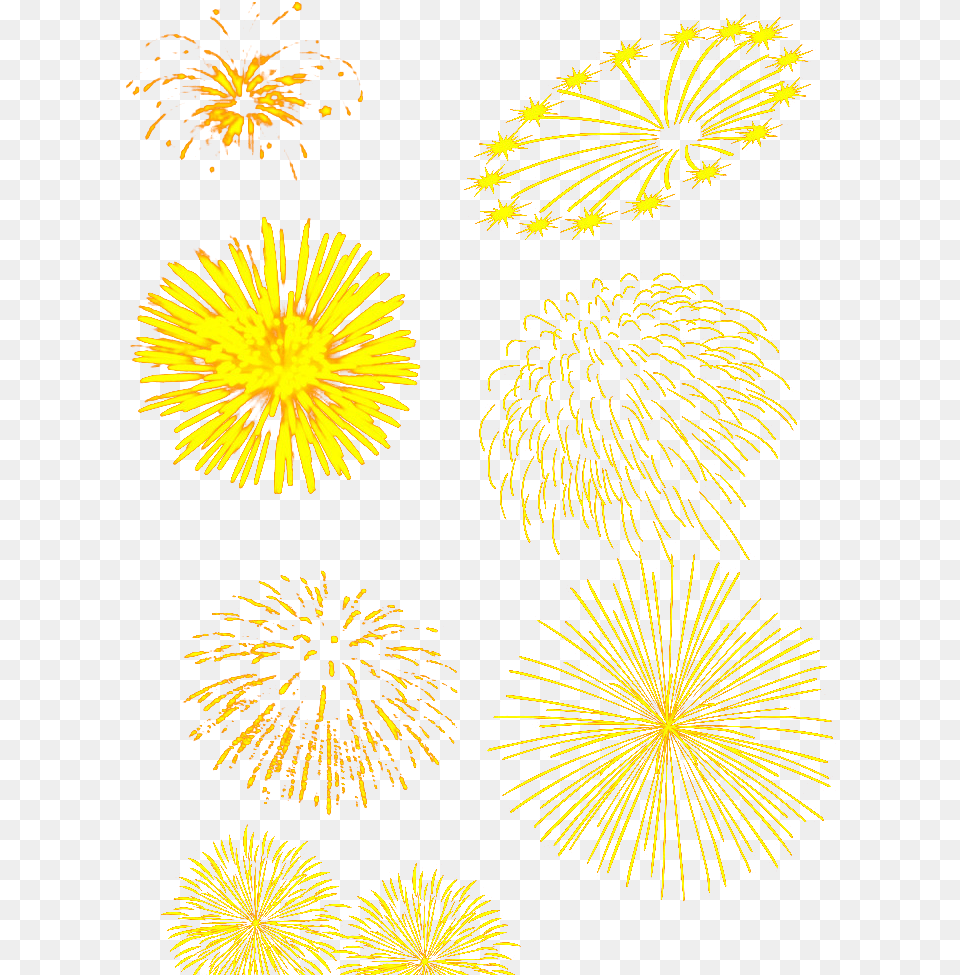 Floral Design Yellow Pattern Fireworks Set Fogos De Artificio, Plant Free Png Download