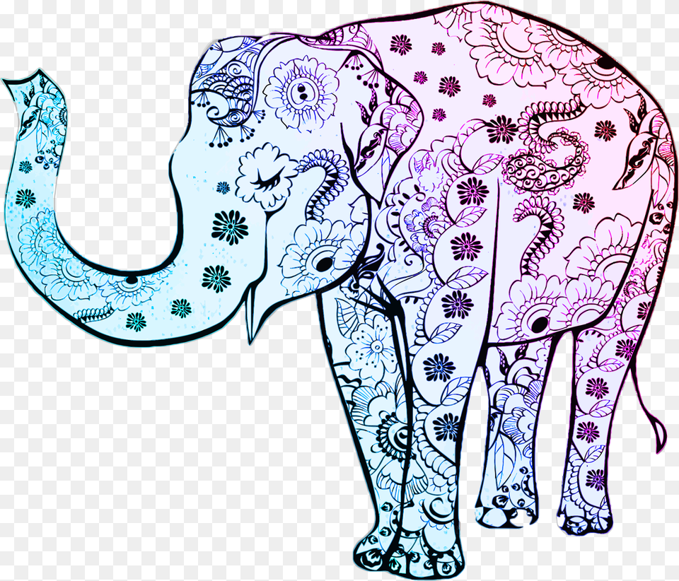 Floral Elephant, Animal, Mammal, Wildlife, Art Free Png Download