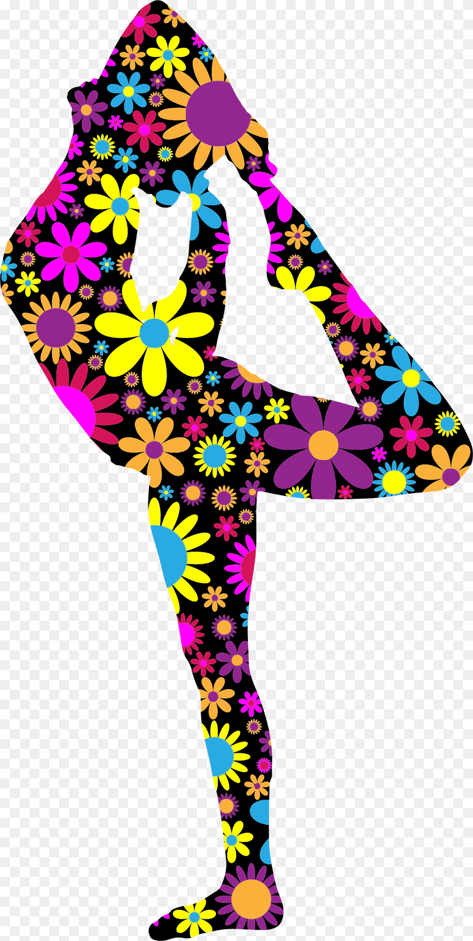 Floral Female Yoga Pose Silhouette 3 Clip Arts Female Yoga Pose Clipart, Art, Graphics, Purple, Modern Art Png Image