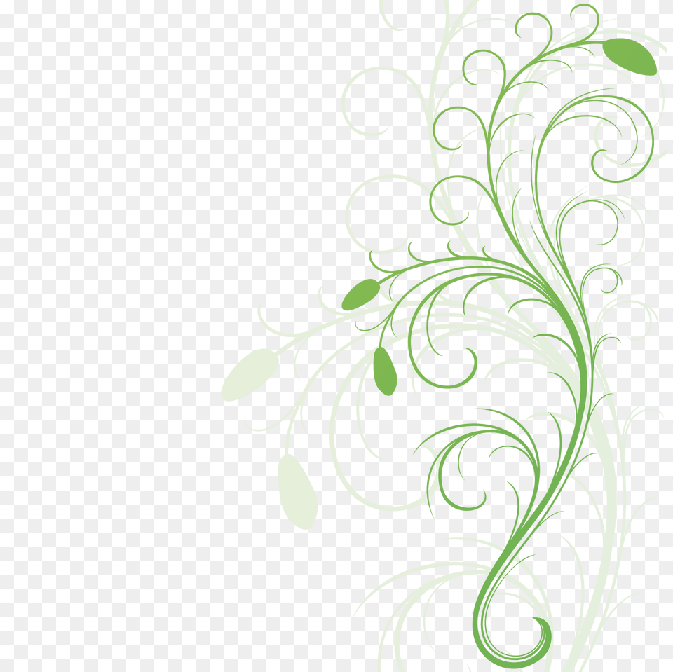 Floral Flourish 2 Clipart, Art, Floral Design, Graphics, Green Free Png Download