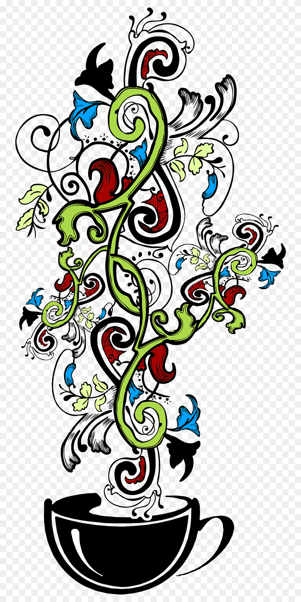 Floral Flourish Coffee Clipart, Art, Floral Design, Graphics, Pattern Free Transparent Png