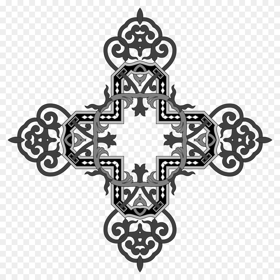 Floral Flourish Cross 3 Clipart, Symbol, Pattern Png Image