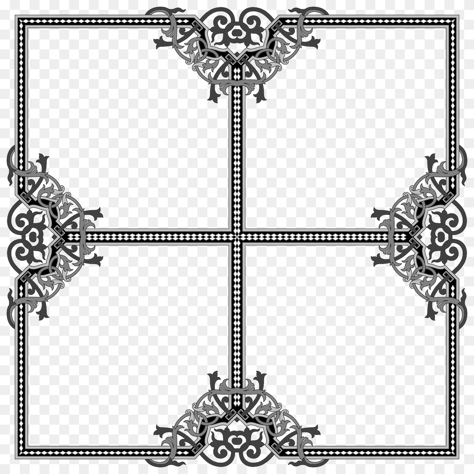 Floral Flourish Frame Interpolated Clipart, Pattern, Home Decor, Cross, Symbol Free Png