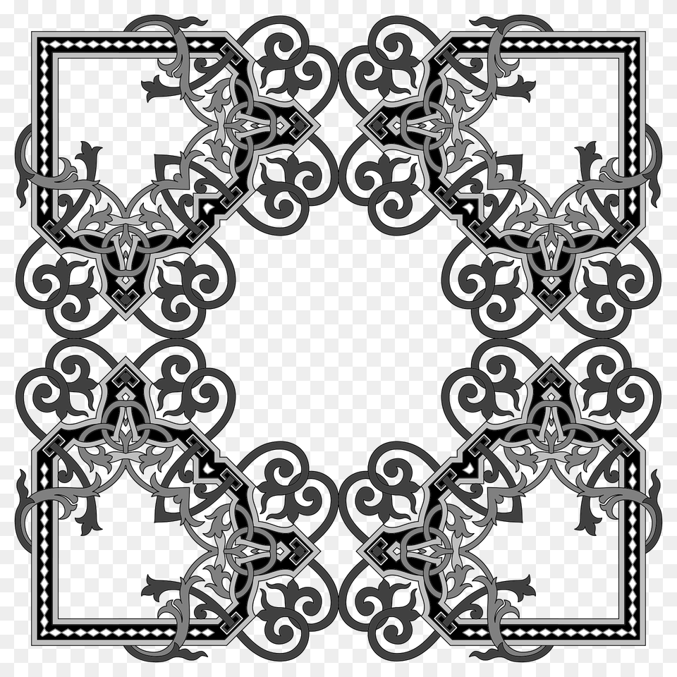 Floral Flourish Frame Interpolated Clipart, Home Decor, Pattern, Rug Png Image