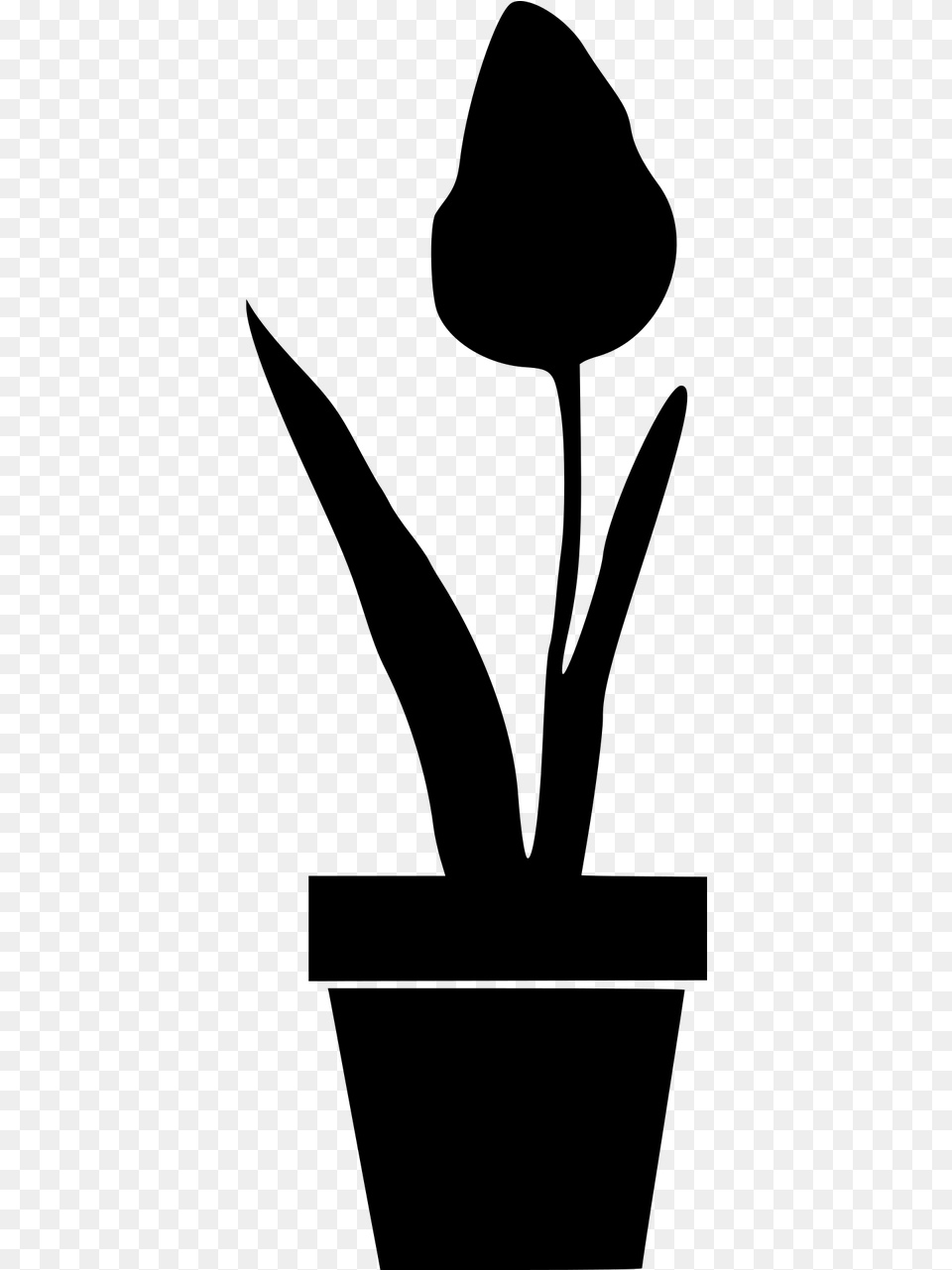 Floral Flower Flowery Photo Potted Plant Silhouette, Gray Png Image