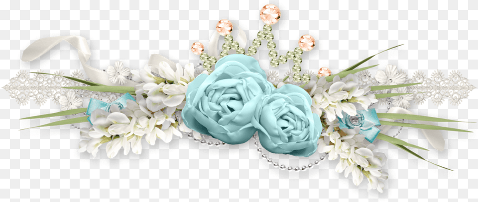 Floral Flowers Decoration Ornament Romance March Wedding Blue Flower Clipart, Accessories, Flower Arrangement, Plant, Rose Free Png Download