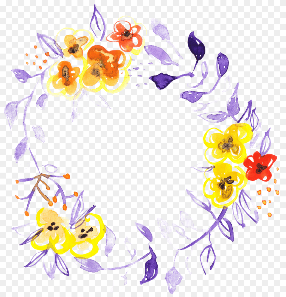 Floral Flowers Wreath Purple Ftestickers Wreath Flower, Paint Container, Art, Palette, Plant Png Image