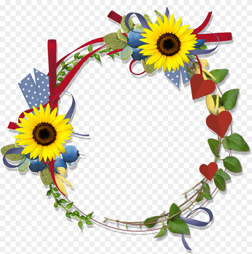 Floral Frame, Flower, Plant, Sunflower, Wreath Free Png Download