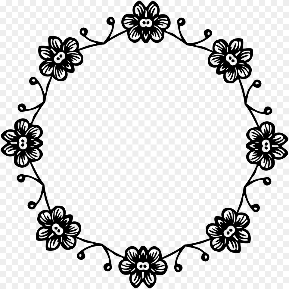 Floral Frame, Gray Free Transparent Png