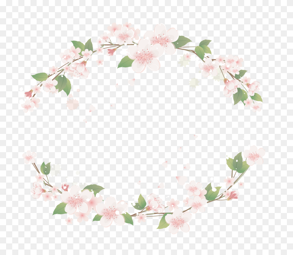 Floral Frame, Flower, Plant, Cherry Blossom Free Png