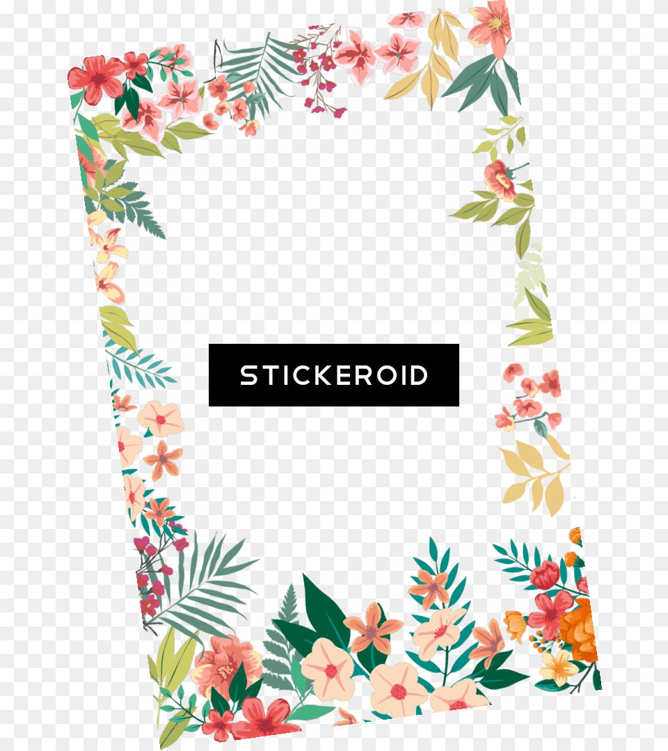Floral Frame Border Colorbird Modern Scrawl Circles Flannel Backed Pvc, Greeting Card, Art, Envelope, Graphics Png Image