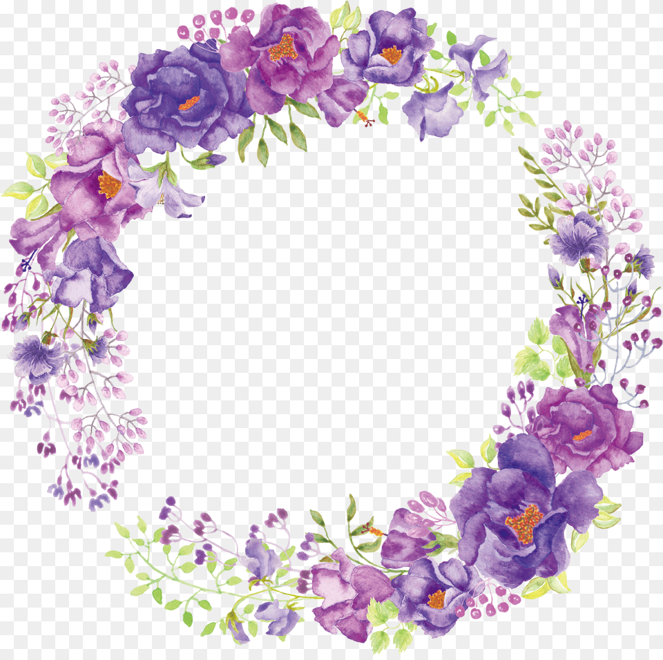 Floral Frame Purple Flower Wreath Png Image