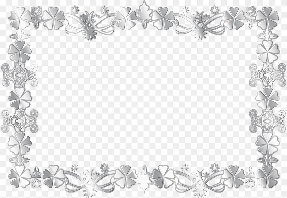 Floral Frame Silver Flower Border, Lace Free Png