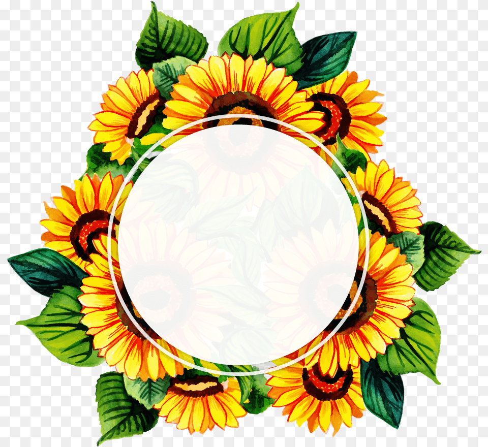 Floral Frame Sunflower, Flower, Plant Free Transparent Png