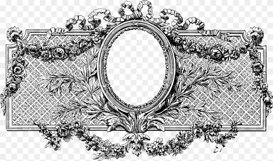 Floral Frame Vintage Flowers Flourish Decorative Decorative Vintage Floral Frame, Gray Free Png