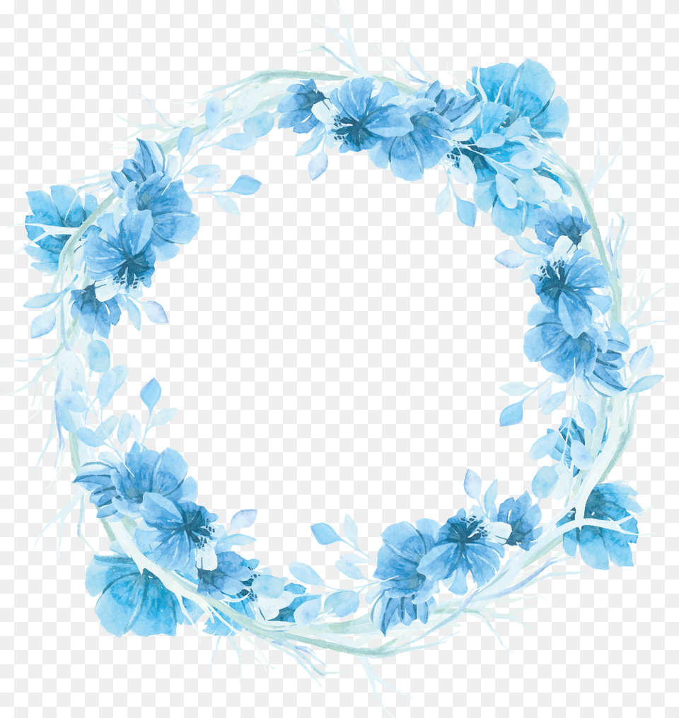 Floral Frame Watercolor Background Floral Watercolor Watercolor Floral Wreath Blue, Plant, Flower, Outdoors, Art Png Image