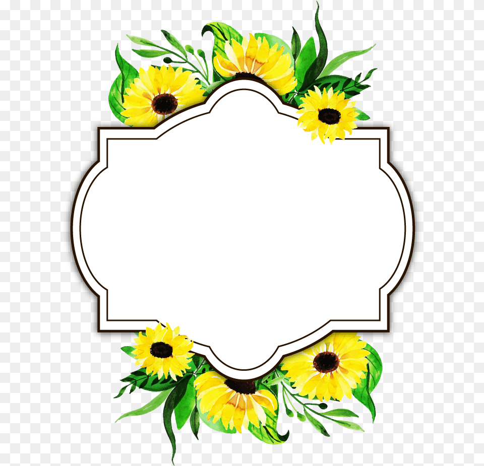 Floral Frame Wedding Frame Sunflower, Flower, Leaf, Plant, Petal Png Image