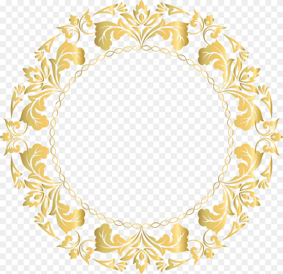 Floral Gold Circle Frame Mirror, Oval, Art, Floral Design, Graphics Free Png Download