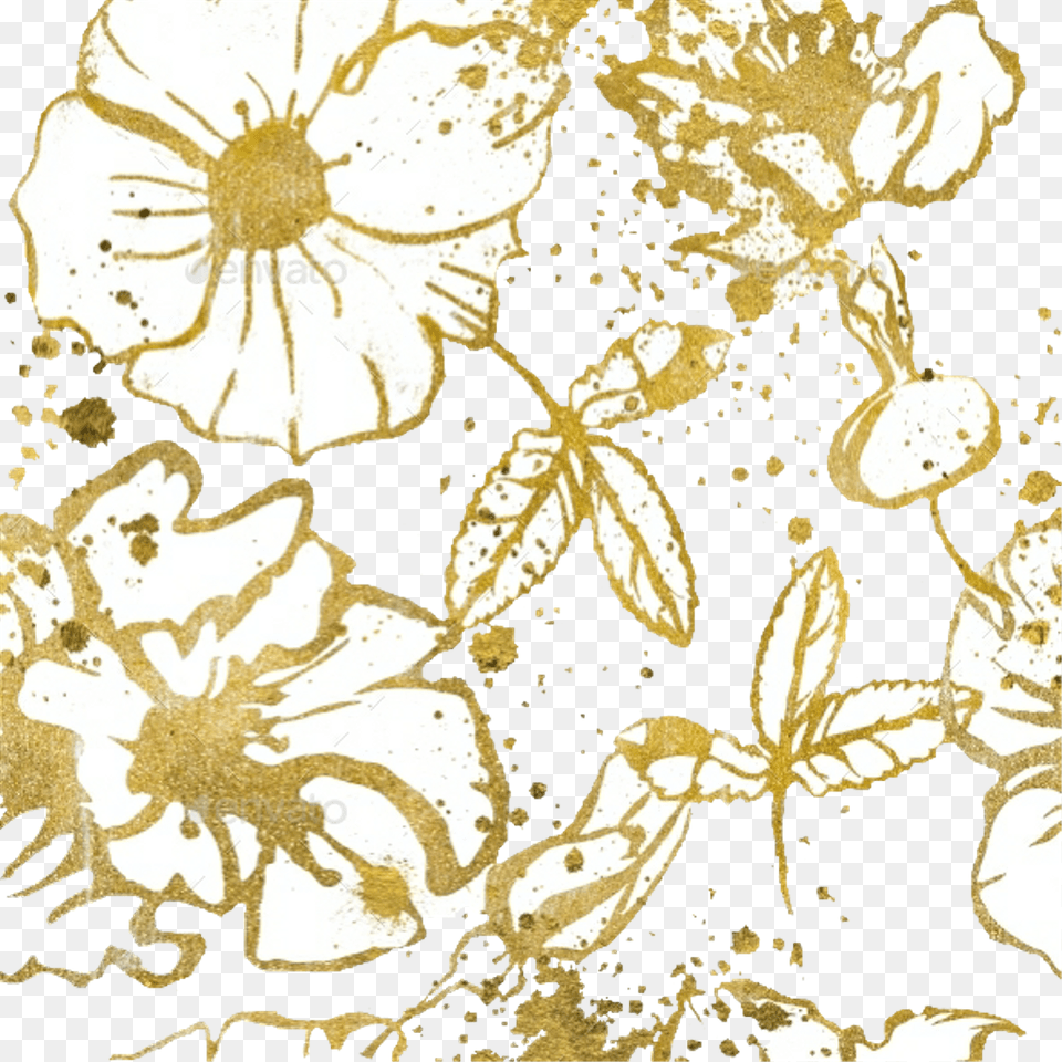 Floral Gold Metallic Goldglitter Flowers Background Goldglitter, Art, Floral Design, Graphics, Pattern Free Png