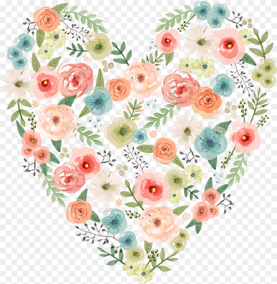 Floral Heart Wedding Invitation Watercolor Painting Watercolor Heart Clipart Free Transparent Png