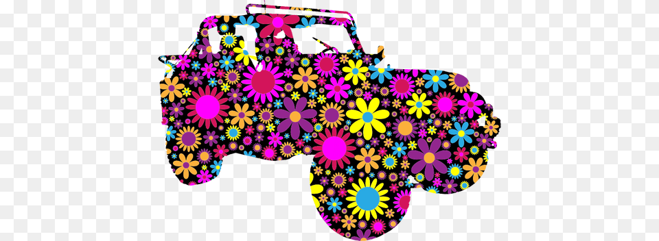 Floral Jeep, Purple, Art, Floral Design, Graphics Png