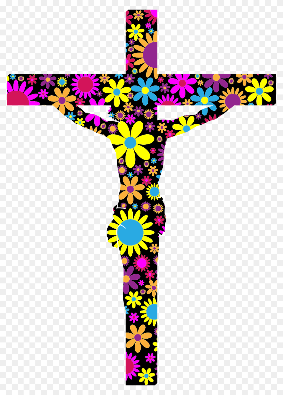 Floral Jesus On The Cross, Symbol, Purple, Pattern, Graphics Png Image