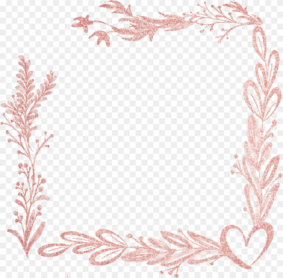 Floral Love Heart Leaf Rosegold Glitter Frame Love, Pattern, Plant, Art, Floral Design Free Png