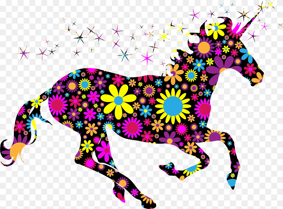 Floral Magical Unicorn Silhouette Clip Arts Unicorn Rainbow Silhouette, Graphics, Art, Purple, Floral Design Free Transparent Png