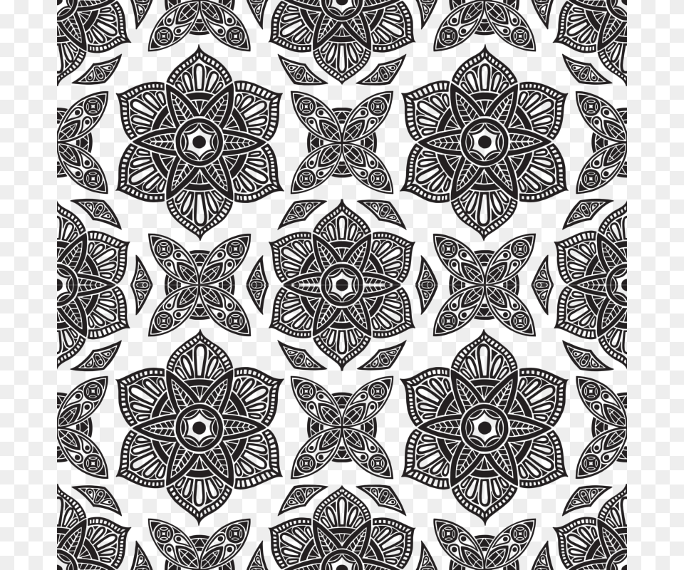 Floral Mandala Black And White Wallpaper Kaleidoscope, Pattern, Texture Free Png