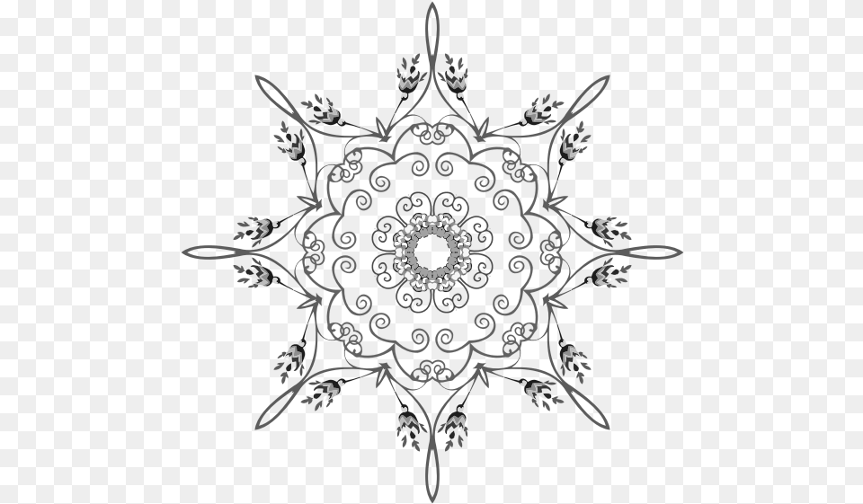 Floral Mandala In Black And White Mandala Black And White, Art, Floral Design, Graphics, Pattern Free Transparent Png