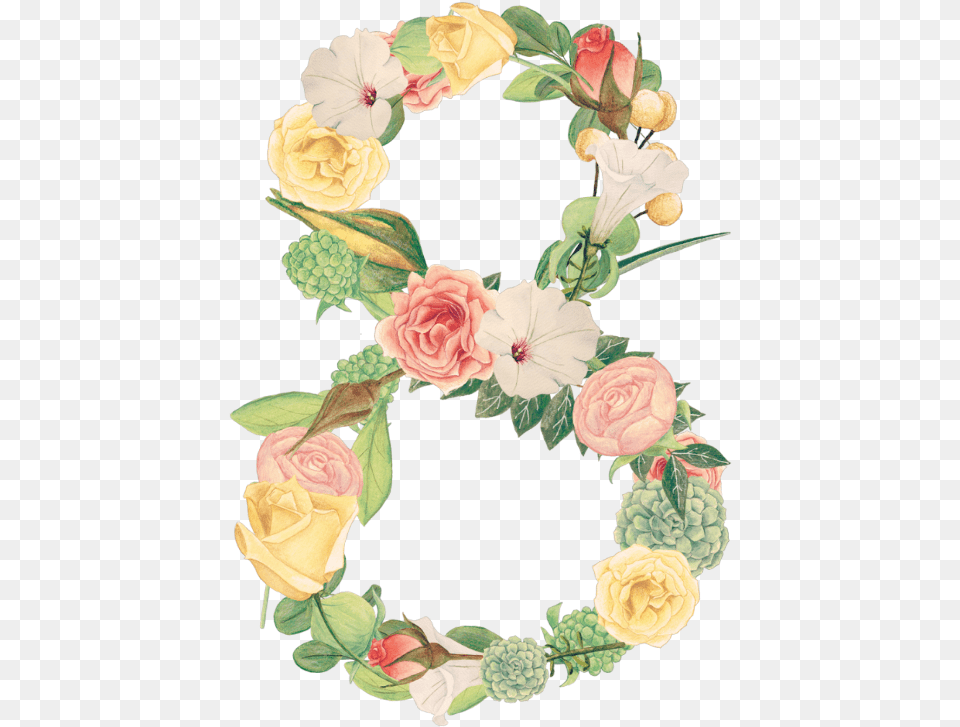 Floral Number 8 18 Birthday Floral Design, Flower, Plant, Rose, Art Free Transparent Png