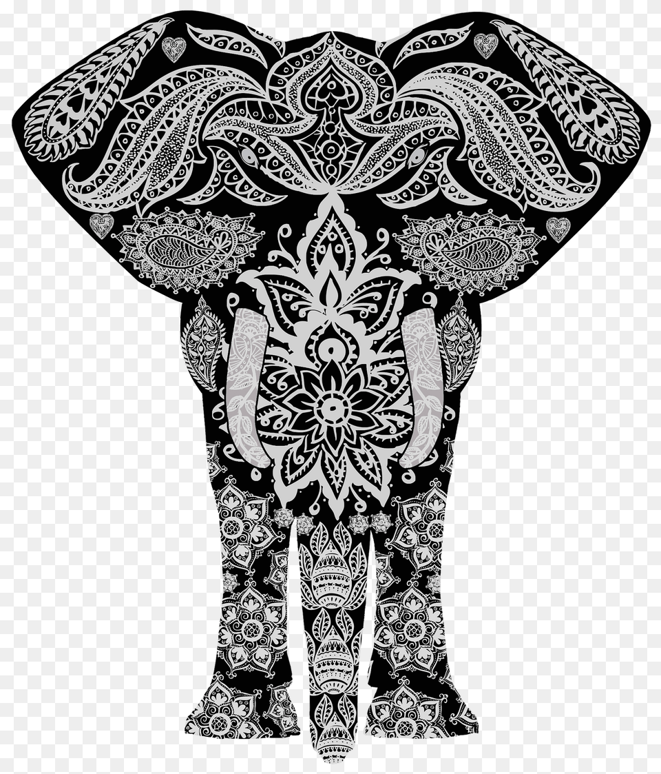 Floral Pattern Elephant 2 Clipart, Art, Animal, Fish, Sea Life Free Png