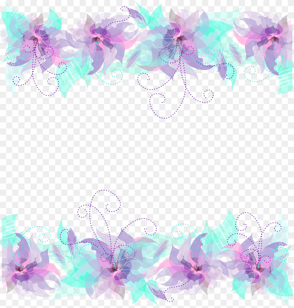 Floral Pink Purple And Blue Decoration Purple And Teal Border, Accessories, Art, Floral Design, Graphics Free Transparent Png