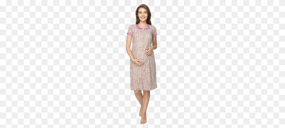 Floral Printed Feeding Nighty Nightgown, Clothing, Dress, Adult, Person Png Image