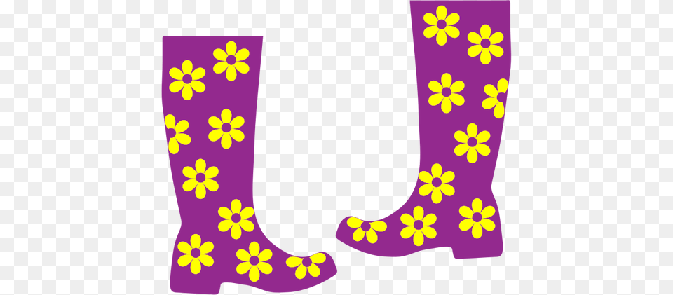 Floral Rain Boots, Purple, Boot, Clothing, Footwear Free Png