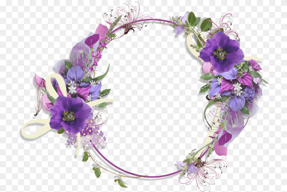 Floral Round Frame Pic Images Transparent Purple Border Frame, Plant, Accessories, Flower, Jewelry Png