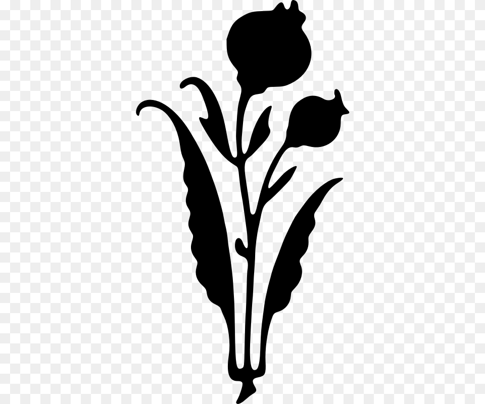 Floral Silhouette Stem Flower Black And White, Gray Free Png