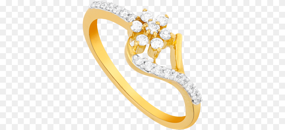 Floral Sparkle Diamond And Gold Ring Ring, Accessories, Jewelry, Gemstone Free Png Download