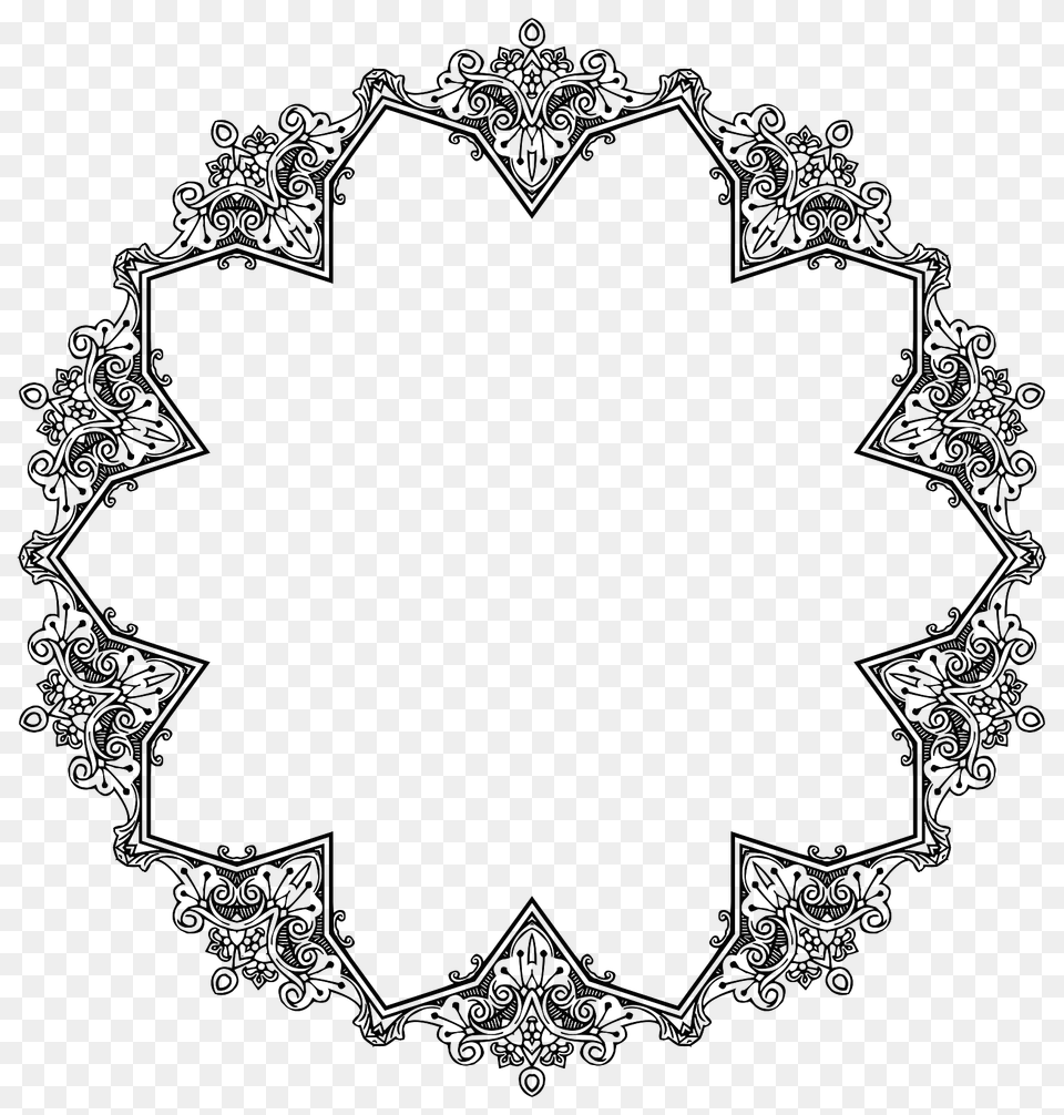 Floral Starry Round Frame, Pattern Free Png